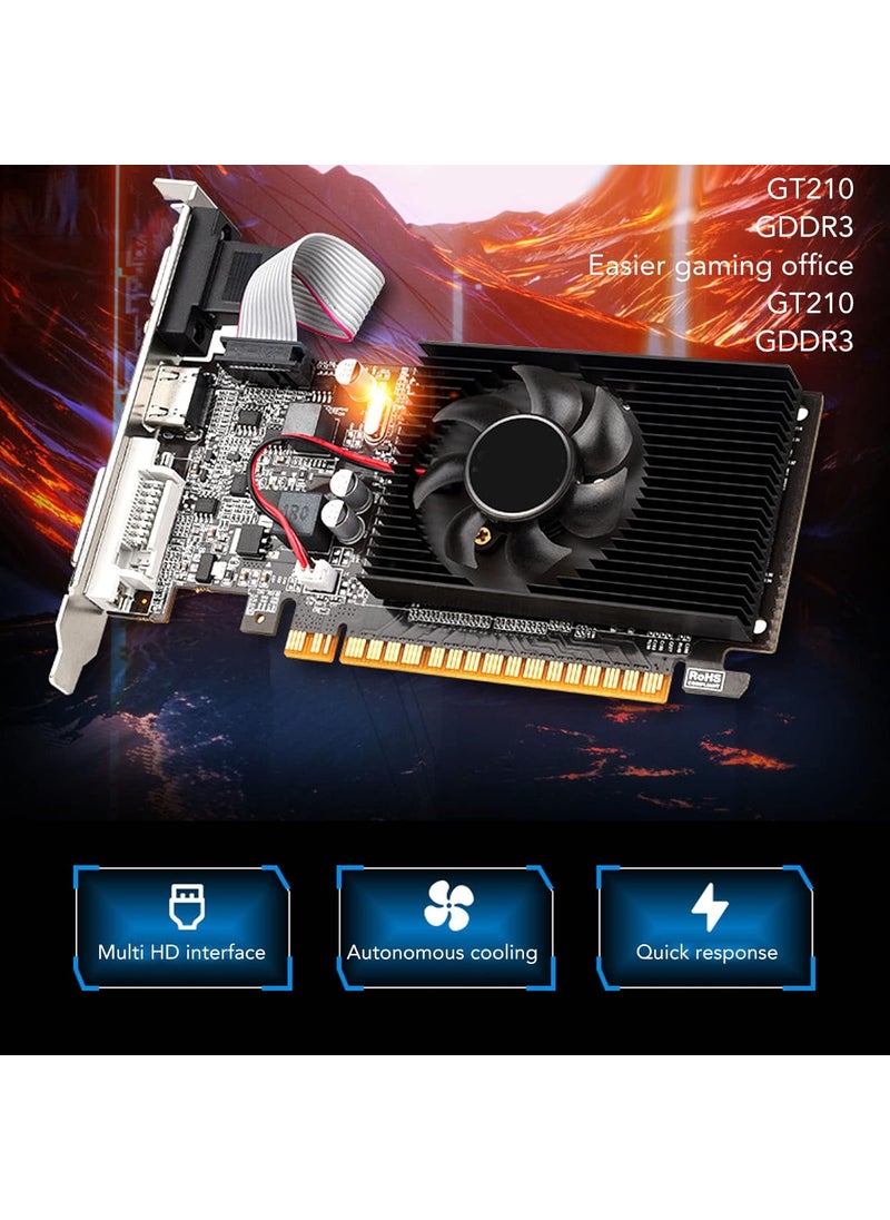 Dilwe 1G DDR3 Graphics Card Gaming Video Graphics Card with Fast Cooling Fan 64 Bit HDMI DVI VGA Desktop Graphics Card for PC  - Image 5