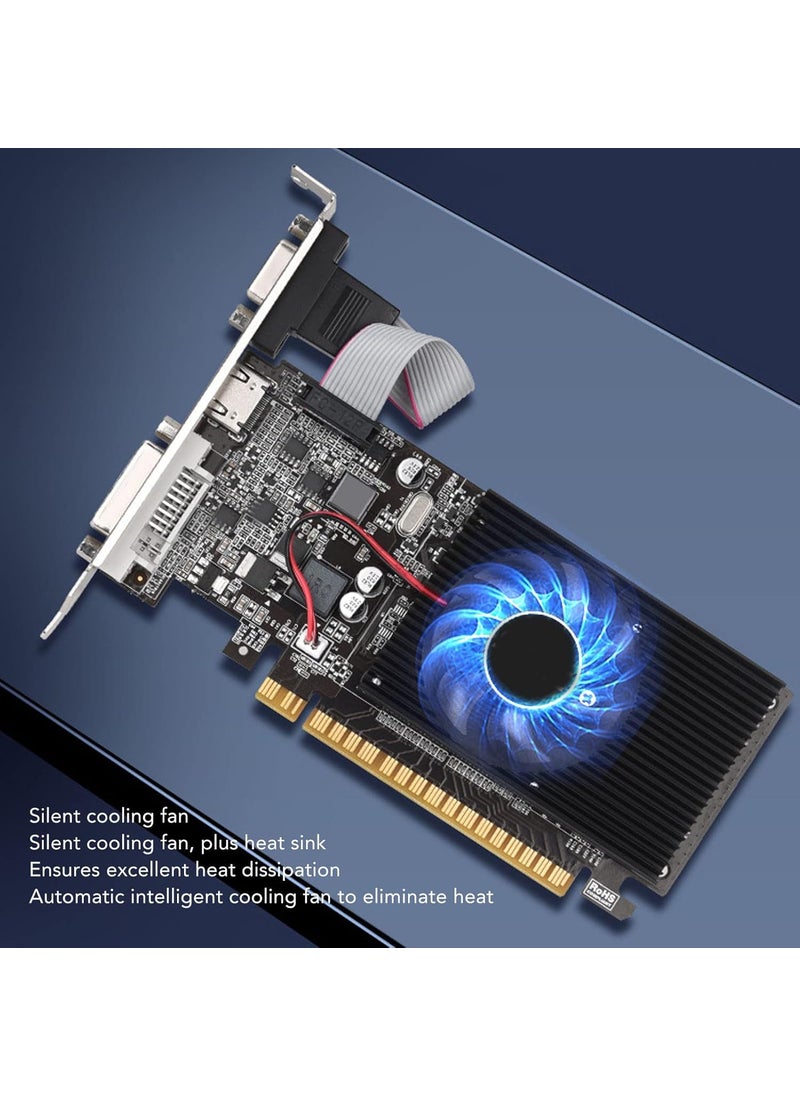 Dilwe 1G DDR3 Graphics Card Gaming Video Graphics Card with Fast Cooling Fan 64 Bit HDMI DVI VGA Desktop Graphics Card for PC  - Image 4