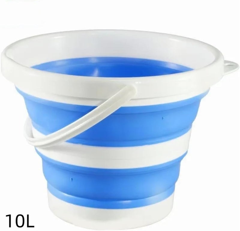 1Pc/Portable Foldable Plastic Bucket with Side Handle for Home Use, Car Wash Bucket, Thickened Bucket(Lanse 10L 1pc) - Image 2