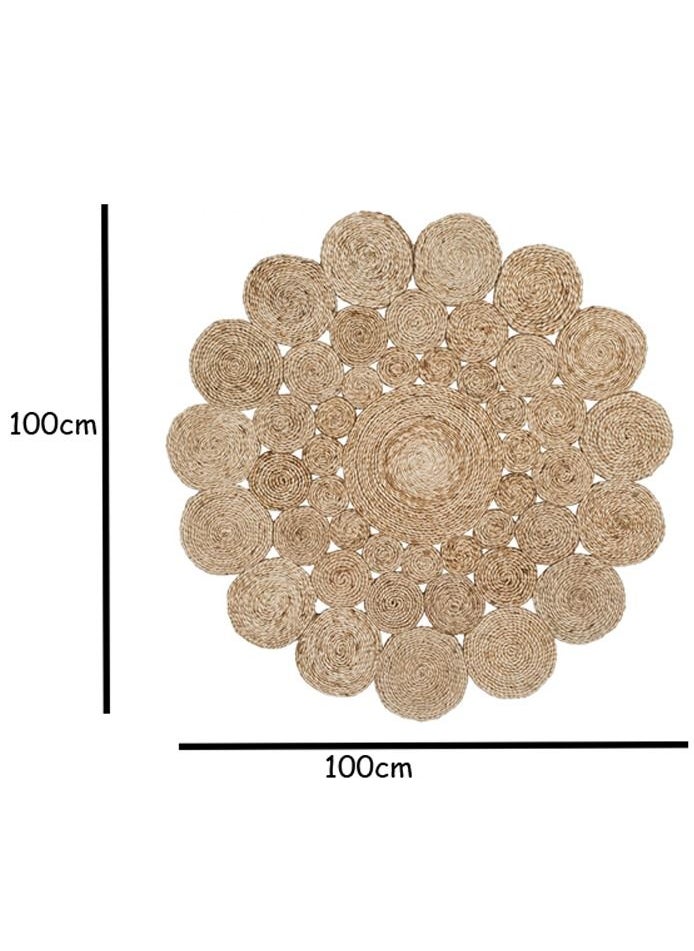 LINGWEI Jute Rug Carpet Jute Carpet Hand Wooven Jute Rug Round Design Jute Rug Natural Fibres Circles Braided Reversible Carpet Jute Carpet For Home Decor Kitchen Hallway Office  - Image 5