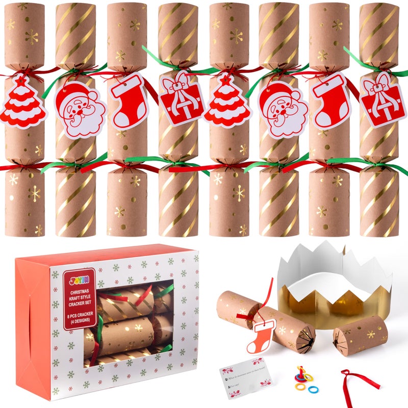 JOYIN 8 Pcs 10 Christmas NonSnap Party Table Favor with Classic Design with Party Hat Joke Little Gift Inside for Xmas Gift Christmas Seasonal Holiday Dinner Traditions - Image 2