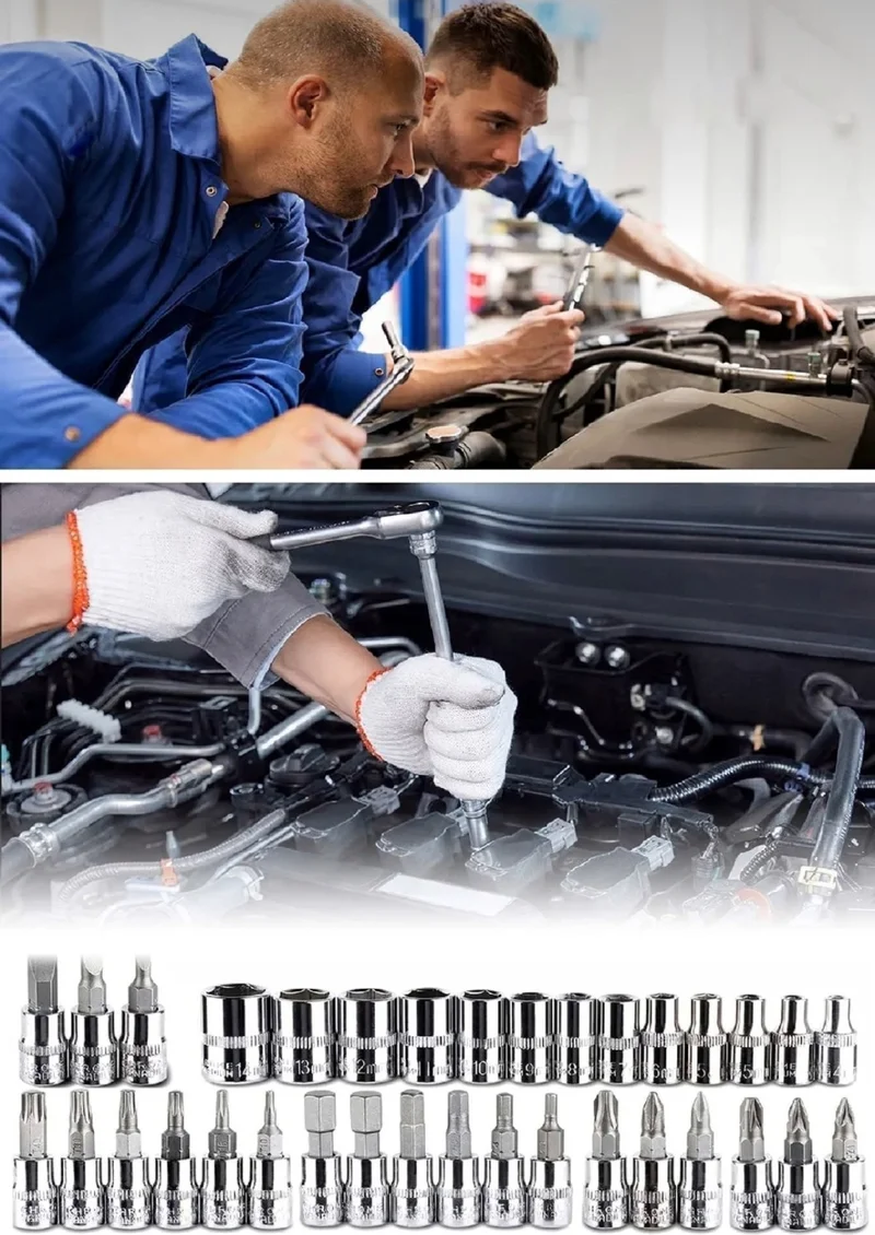 Dynamic Max German 40 Piece Multifunctional Chrome Steel Ratchet Socket Set Wrench Set Screwdriver with Special Bag