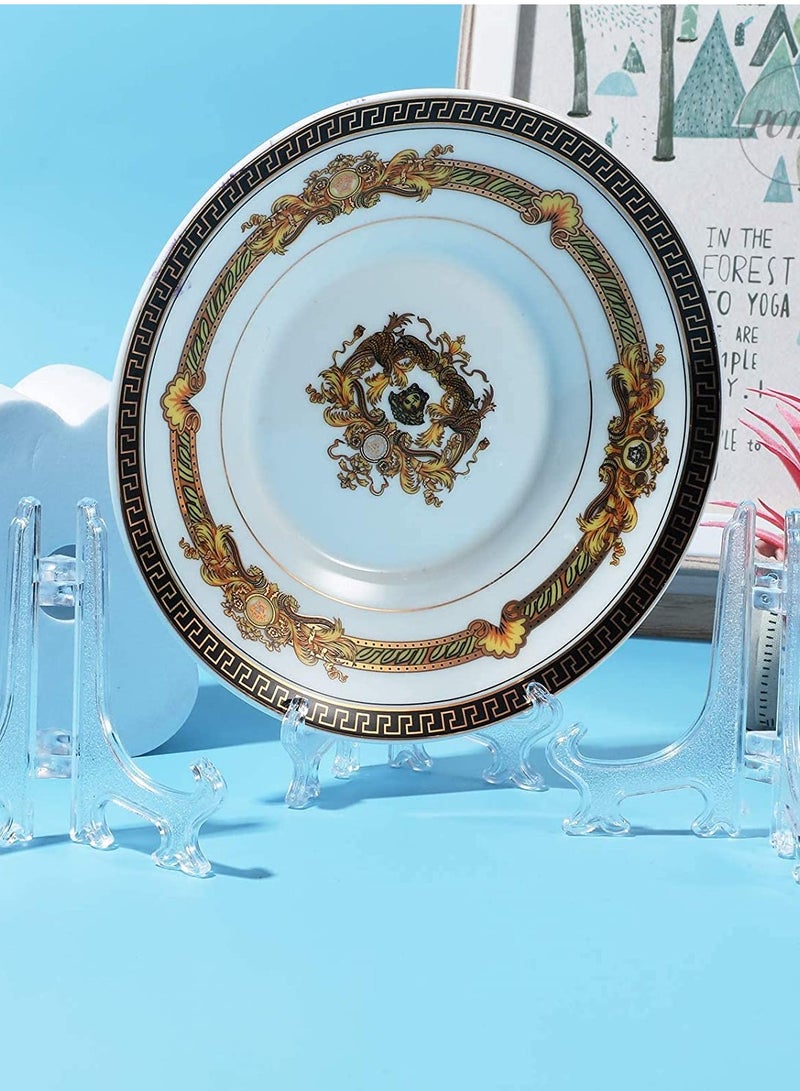 KASTWAVE حامل لوحة مصغر شفاف، 24 قطعة إطارات صور خزفية لتزيين الحرف، حامل عرض بلاستيكي لزينة المكتب المنزلي لحفلات الزفاف والفنادق (5 إنش) (واضح) - Image 2