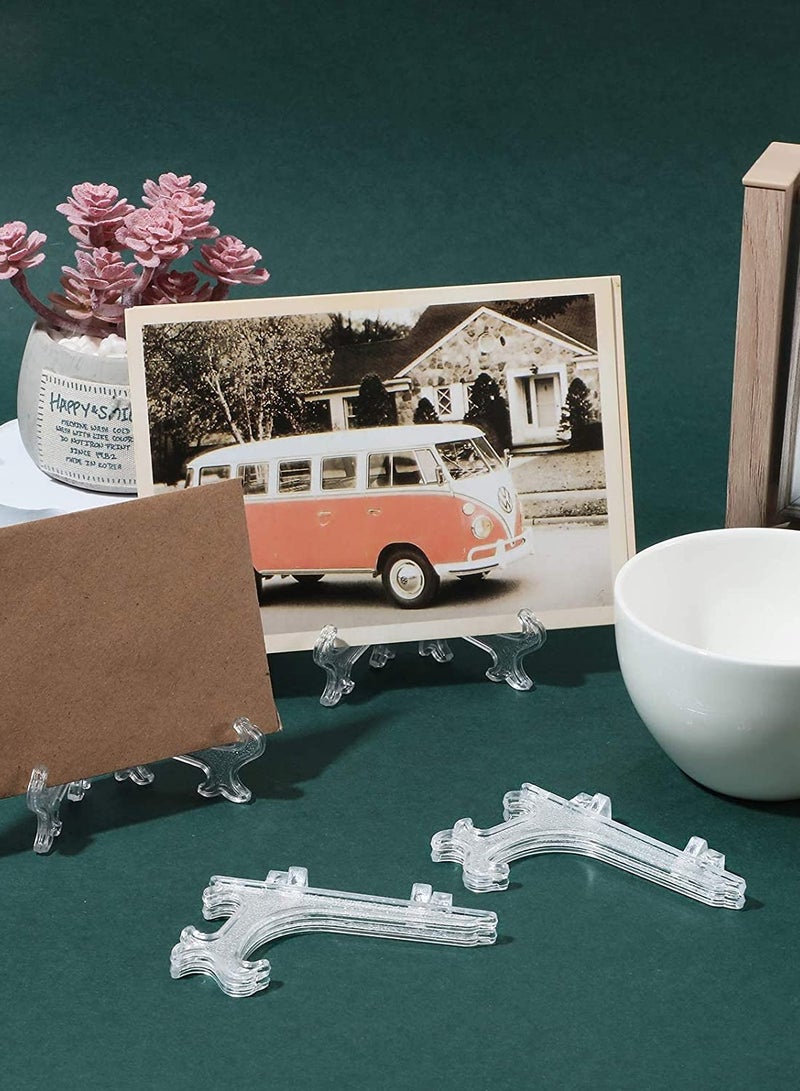 KASTWAVE حامل لوحة مصغر شفاف، 24 قطعة إطارات صور خزفية لتزيين الحرف، حامل عرض بلاستيكي لزينة المكتب المنزلي لحفلات الزفاف والفنادق (5 إنش) (واضح) - Image 3