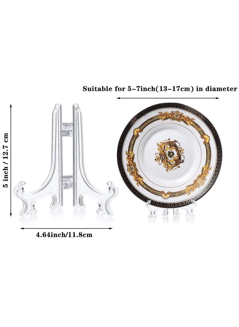 KASTWAVE حامل لوحة مصغر شفاف، 24 قطعة إطارات صور خزفية لتزيين الحرف، حامل عرض بلاستيكي لزينة المكتب المنزلي لحفلات الزفاف والفنادق (5 إنش) (واضح) - Image 4
