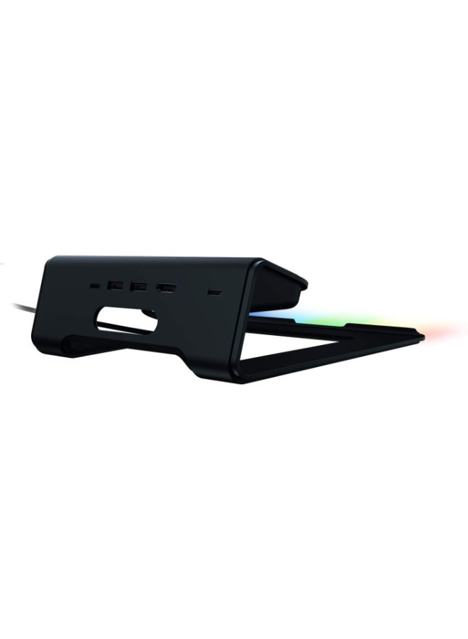 Razer Laptop Stand Chroma V2: USB C Hub with 4K HDMI, 2 USB 3.1, PD 100W - Ergonomic Design - Anodized Aluminum Construction - Customizable Chroma RGB Lighting - Matte Black I RC21-01680100-R3M1 - Image 1