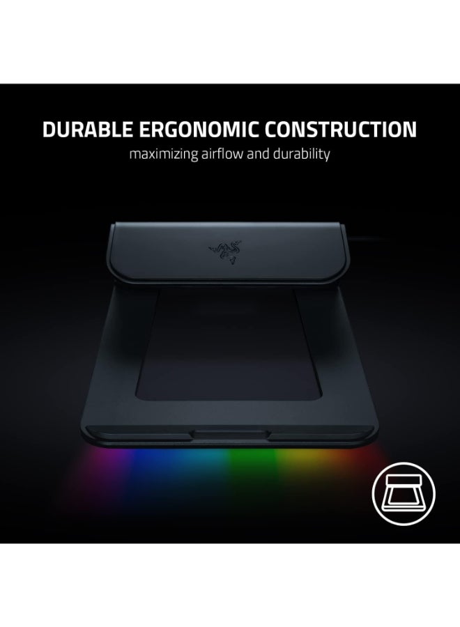 Razer Laptop Stand Chroma V2: USB C Hub with 4K HDMI, 2 USB 3.1, PD 100W - Ergonomic Design - Anodized Aluminum Construction - Customizable Chroma RGB Lighting - Matte Black I RC21-01680100-R3M1 - Image 5