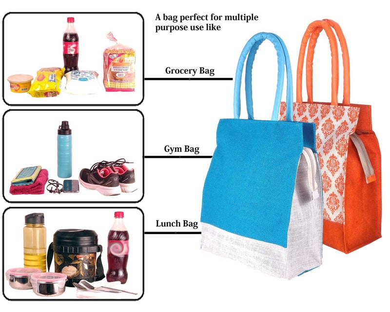 Foonty Daily Use Men/Women Jute Lunch Bags(Pack of 2,FAB-24A) - Image 2