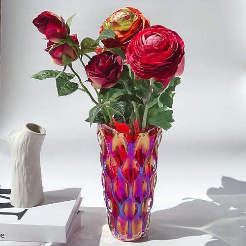 Eastern Rock Unbreakable Flower Glass Vase 3.5lb 9.5inch Sparkle vase Bohemian Style, for Centerpieces,Kitchen,Office, Living Room,Wedding,Perfect Home Decor Glass Vase (Sparkle red) - Image 3
