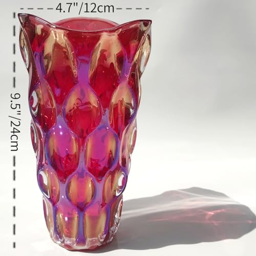 Eastern Rock Unbreakable Flower Glass Vase 3.5lb 9.5inch Sparkle vase Bohemian Style, for Centerpieces,Kitchen,Office, Living Room,Wedding,Perfect Home Decor Glass Vase (Sparkle red) - Image 2