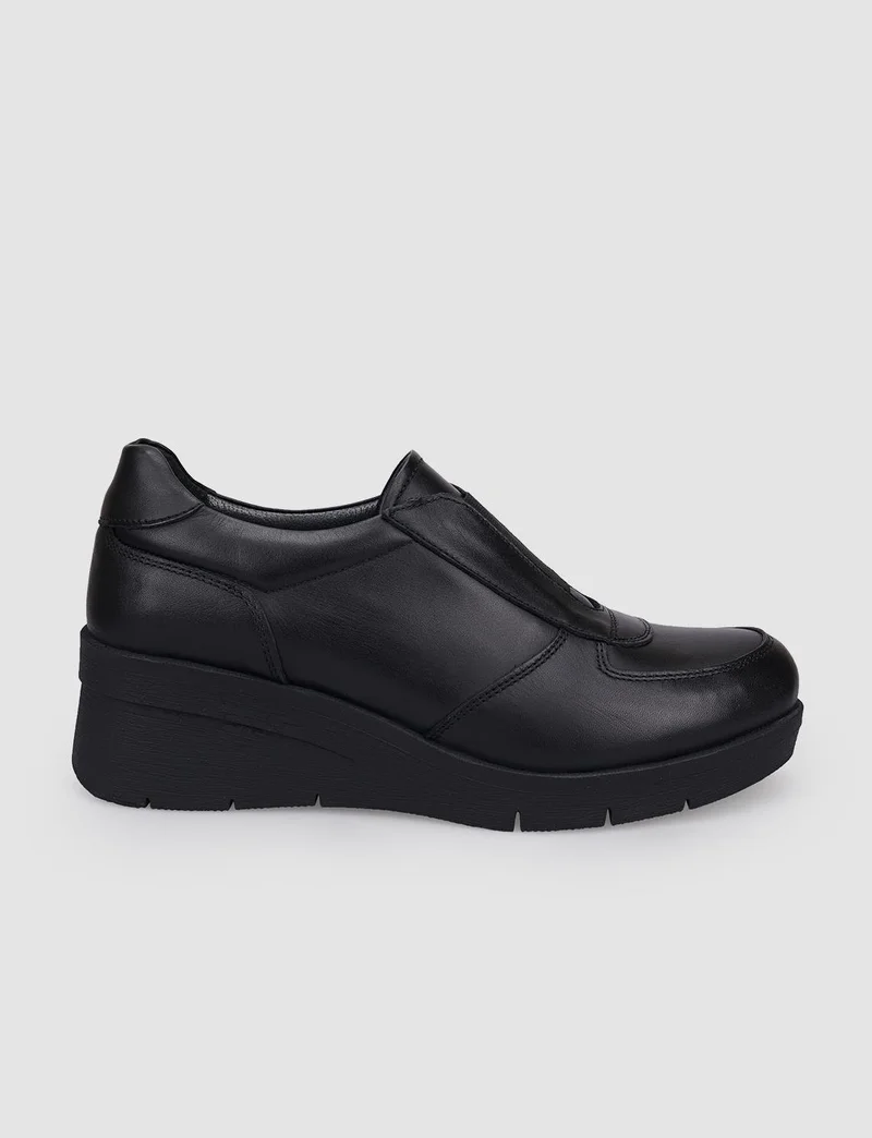 Cabani 100% Genuine Leather Black Elastic Women's Comfort Shoes