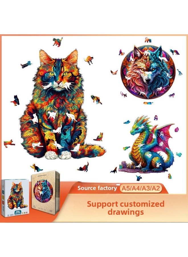 Source Manufacturers Special-shaped Animal Wooden Puzzle Irregular 3D Cat Toys-Color:[Exclusive Copyright] Paper Box Yin And Yang Wood Carving 01 A5