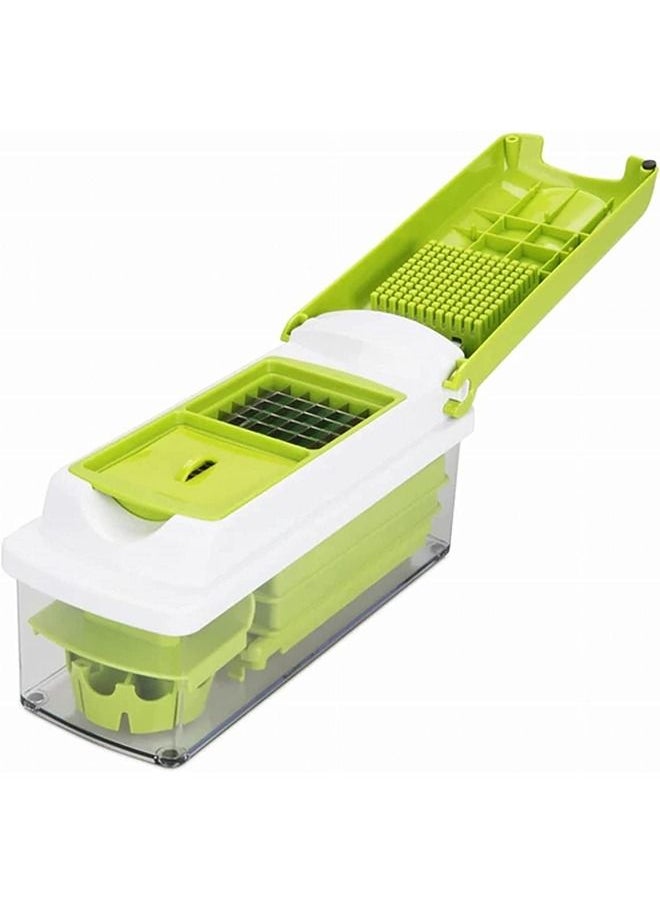 Arabest - Vegetable Chopper with 11 Accessories,Multifunctional Food Cutter,Adjustable Slicer and Chopper with Storage Container for Cutting Fruits/Vegetables(Green) - Image 1