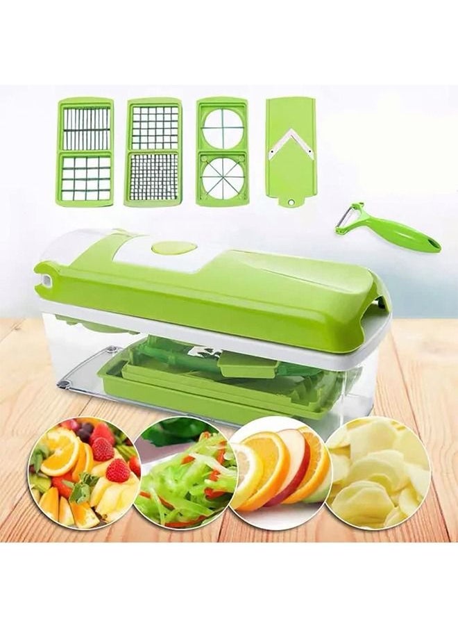 Arabest - Vegetable Chopper with 11 Accessories,Multifunctional Food Cutter,Adjustable Slicer and Chopper with Storage Container for Cutting Fruits/Vegetables(Green) - Image 1