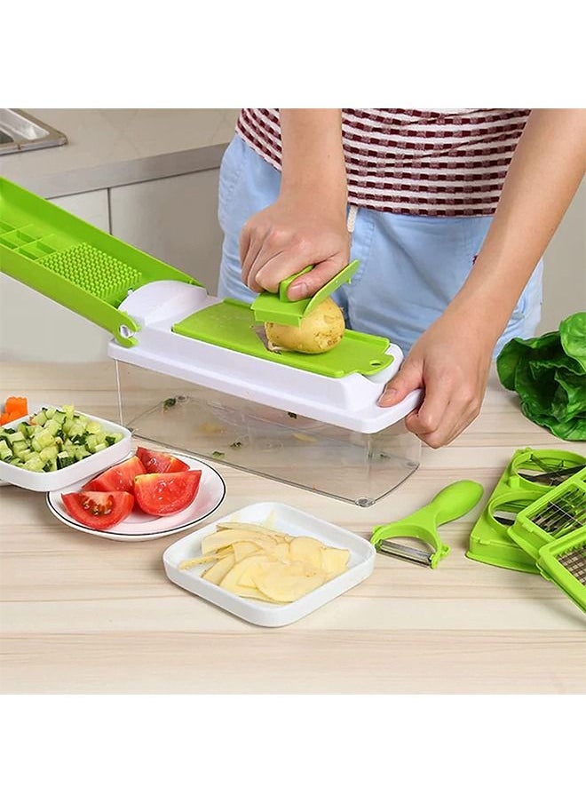 Arabest - Vegetable Chopper with 11 Accessories,Multifunctional Food Cutter,Adjustable Slicer and Chopper with Storage Container for Cutting Fruits/Vegetables(Green) - Image 1