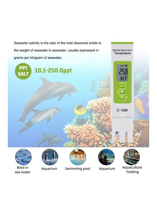 NIBEMINENT 5-In-1 Digital Water Quality Monitor Tester Green/White  - Image 3