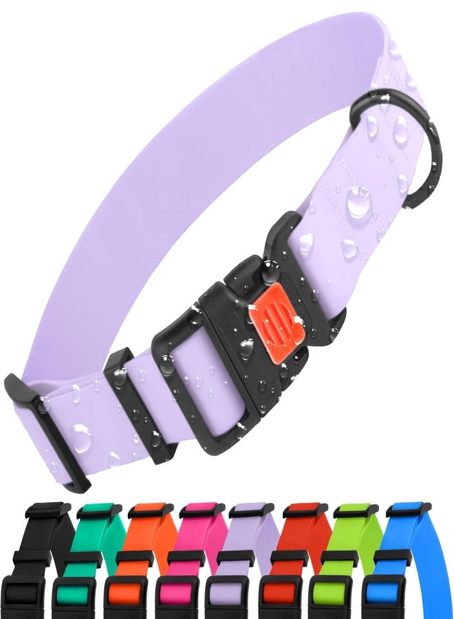 CollarDirect Waterproof Dog Collar - Silicone, Plastic Collar, Odor-Resistant, Easy to Clean, for Large, Medium, Small Dogs - Adjustable Collar with Breakaway Buckle (Neck Fit 12"-16", Lilac) - Image 1