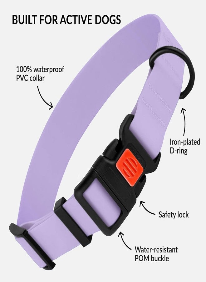CollarDirect Waterproof Dog Collar - Silicone, Plastic Collar, Odor-Resistant, Easy to Clean, for Large, Medium, Small Dogs - Adjustable Collar with Breakaway Buckle (Neck Fit 12"-16", Lilac) - Image 2