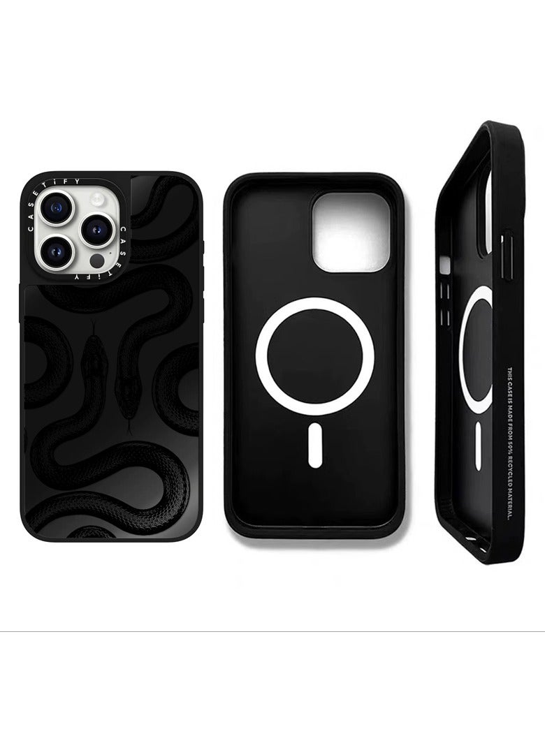 Casetify Case for iPhone 14 Pro Max/15 Pro Max/16 Pro Max Black Kingsnake Magnetic Magsafe Mag Fit Anti-Yellowing Technology Cover - Image 3
