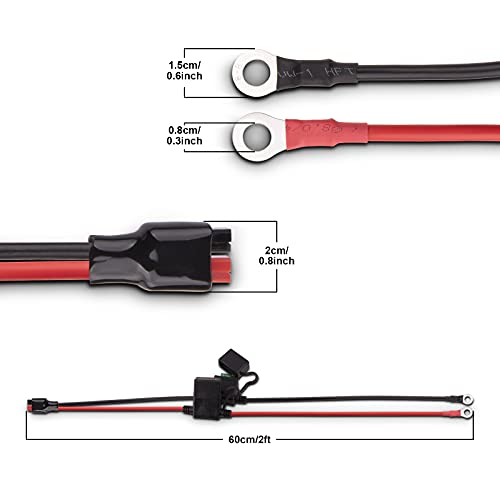 iGreely Dual Positive/Negative ATC Style Fuse Holder 10AWG Wire with Ring Terminals and 45A Connectors for Automotive 2ft/60cm - Image 5