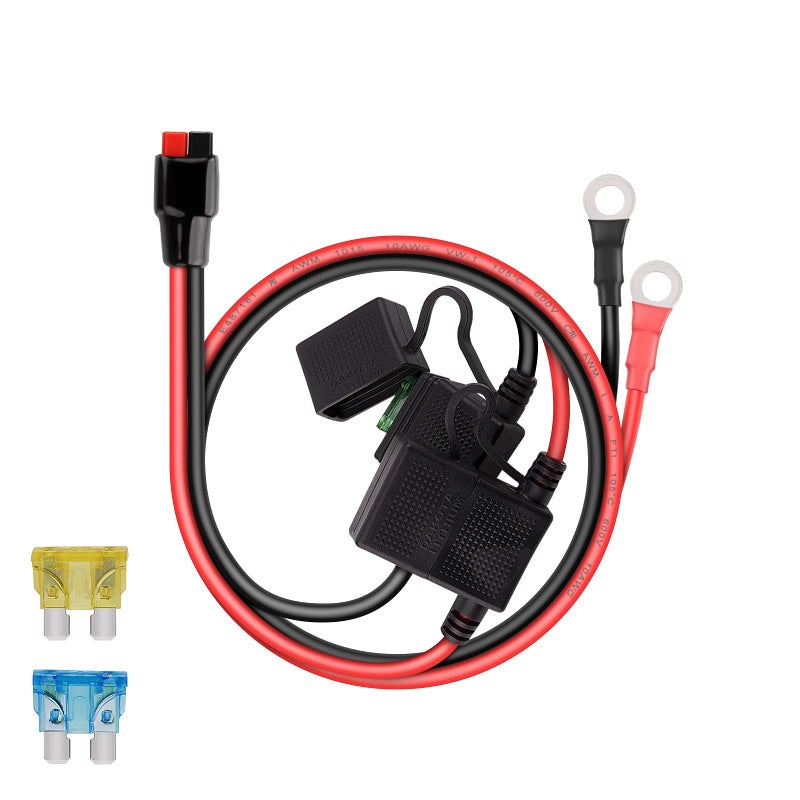 iGreely Dual Positive/Negative ATC Style Fuse Holder 10AWG Wire with Ring Terminals and 45A Connectors for Automotive 2ft/60cm - Image 2