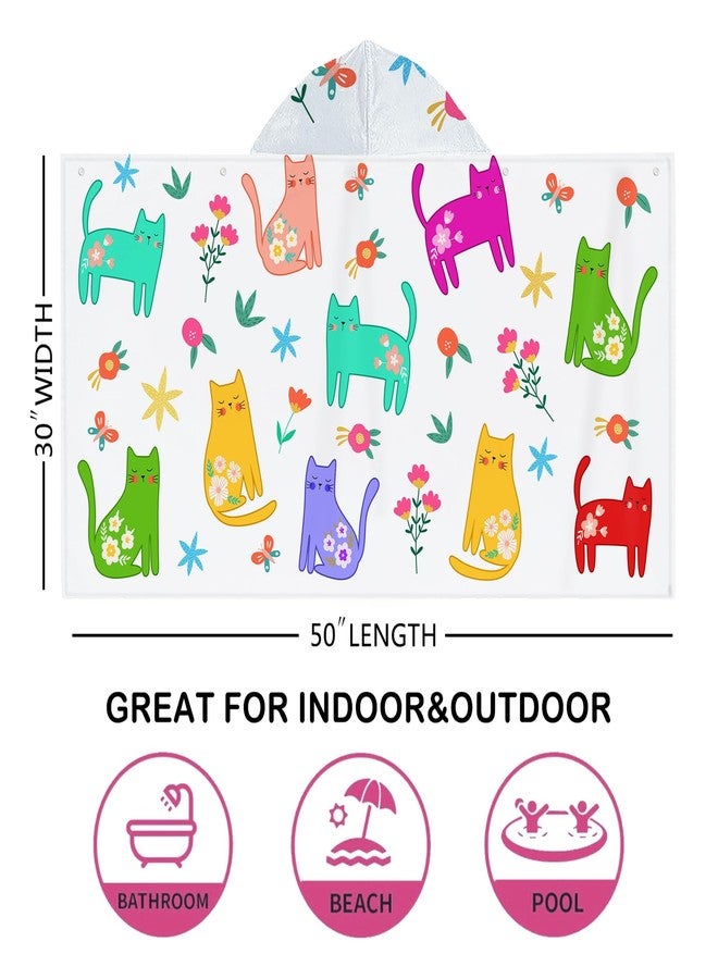 Bonsai Tree Summer Bright Hooded Beach Towel, Cat Lover Kids Poncho Towel for Boys Girls, Quick Dry 30''x50” Bath Towel for Pool Swiming Boys Gifts - Image 5