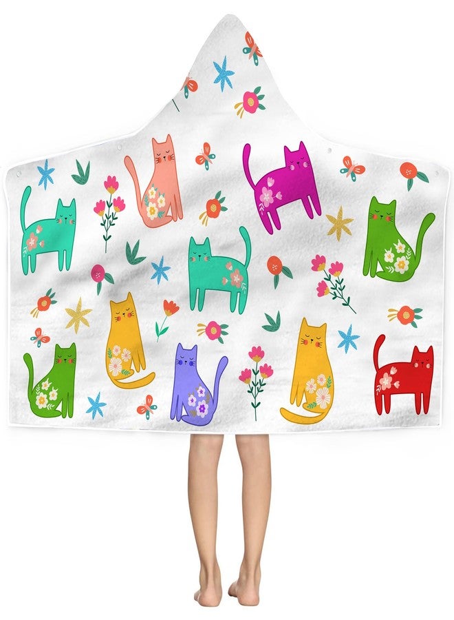 Bonsai Tree Summer Bright Hooded Beach Towel, Cat Lover Kids Poncho Towel for Boys Girls, Quick Dry 30''x50” Bath Towel for Pool Swiming Boys Gifts - Image 1