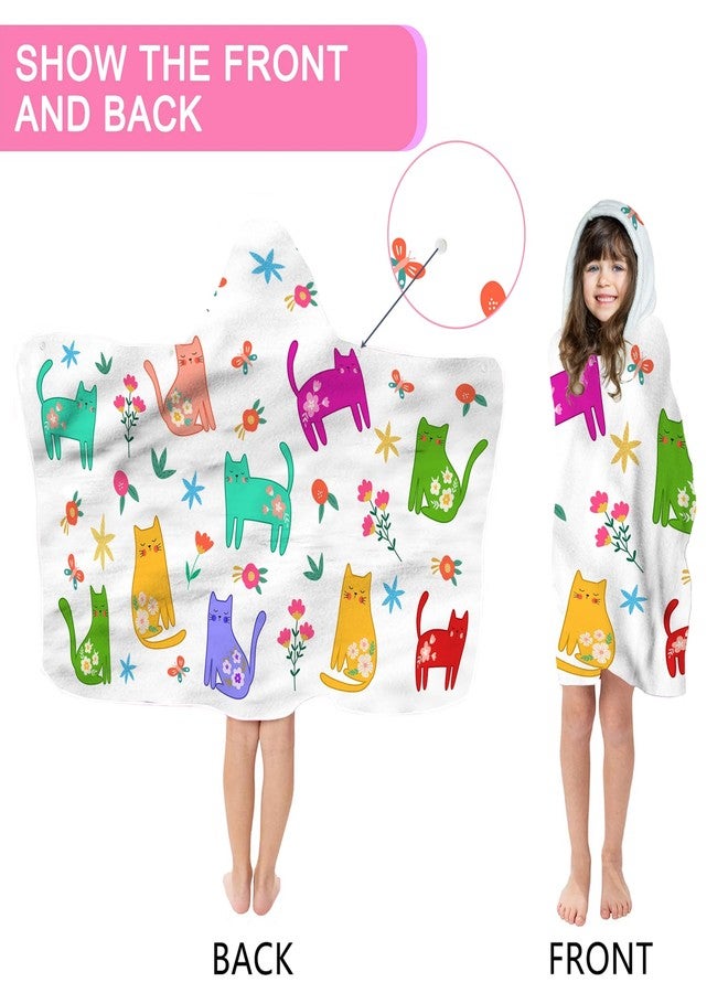 Bonsai Tree Summer Bright Hooded Beach Towel, Cat Lover Kids Poncho Towel for Boys Girls, Quick Dry 30''x50” Bath Towel for Pool Swiming Boys Gifts - Image 4
