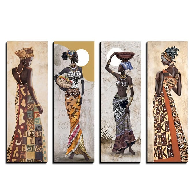 SET OF 4 TRIBAL WOMEN WOOD PRINT WALL ART TRIBAL WOMEN WALL HANGING WOOD DECOR WALL DECOR FOR LIVING ROOM BEDROOM OFFICE HOTEL AND MOREWPCMT2086X15IN