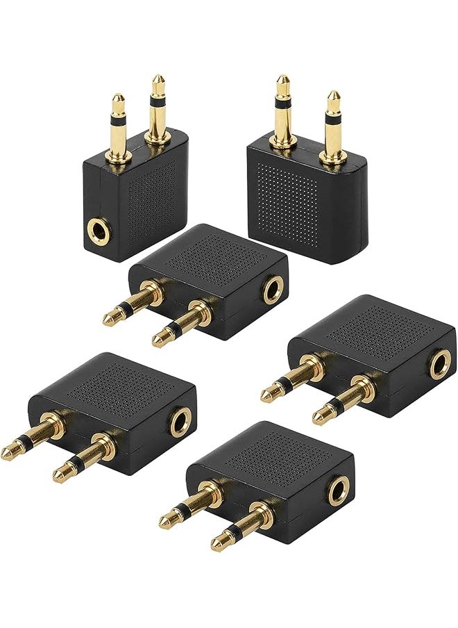erorex 6 Pack Airplane Airline Flight Adapters For Headphones Golden Plated 3.5Mm Male To 3.5Mm Female Earphone Jack Headset Connector Adapter  - Image 1