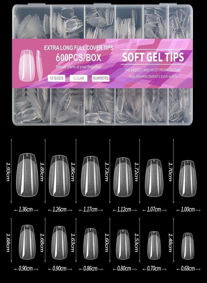 NAILS MAGIC Soft Gel Nail Tips - 600 Pcs SHORT coffin Shape | 12 Sizes - Full Cover Clear Tips for DIY Nails & Salons | Short coffin - Image 2