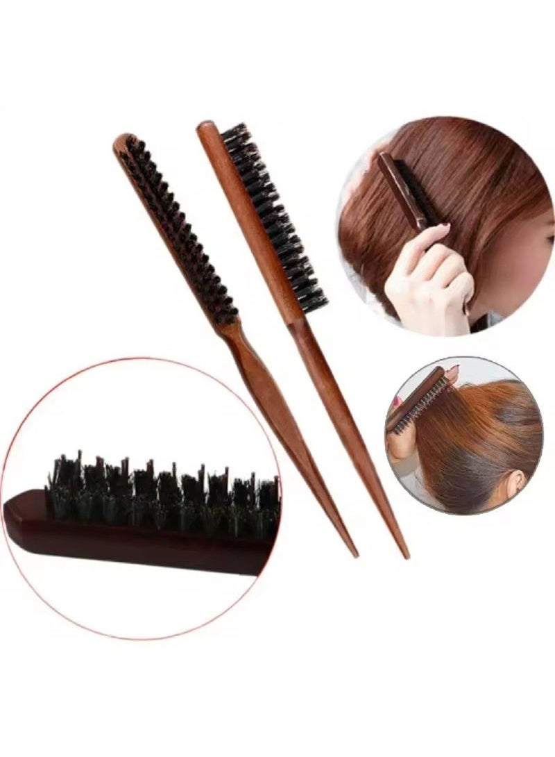 Premium Wooden Hair Brush for Baby Hair Styling – Natural Brown Design with Soft Bristles to Control Small & Side Hair – Versatile Styling Tool for Neat, Tidy Result Every Time - Image 1