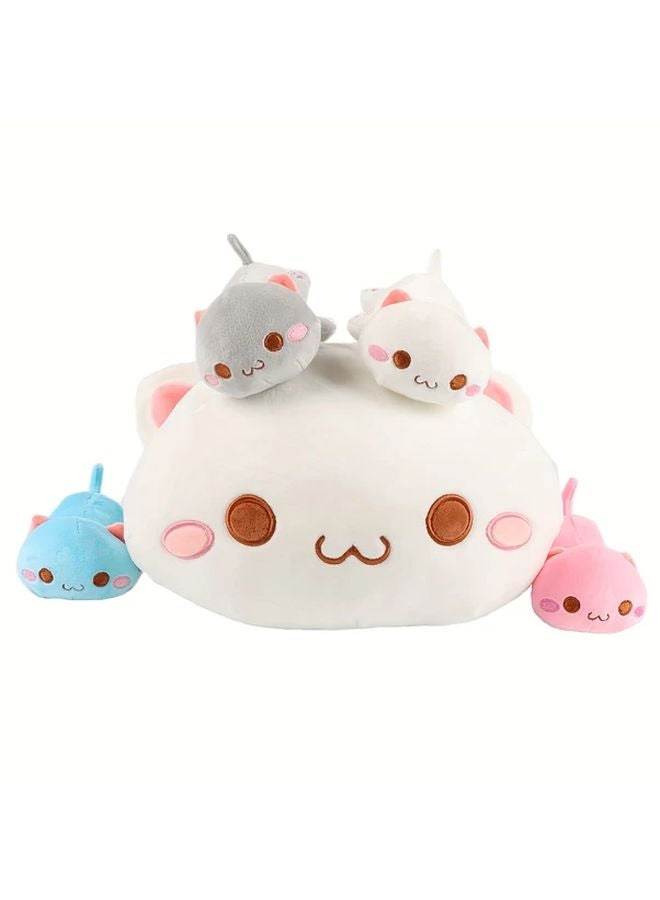 White Plush Cat Toy Set 5PCS Mother And Baby Cats Soft Stuffed Dolls For Gifts - Image 4