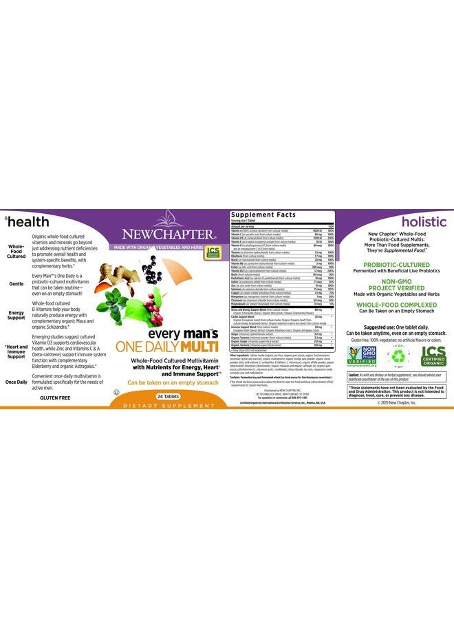 New Chapter Every Man's One Daily, Men's Multivitamin Fermented with Probiotics + Selenium + B Vitamins + Vitamin D3 + Organic Non-GMO Ingredients, 24 Count - Image 1