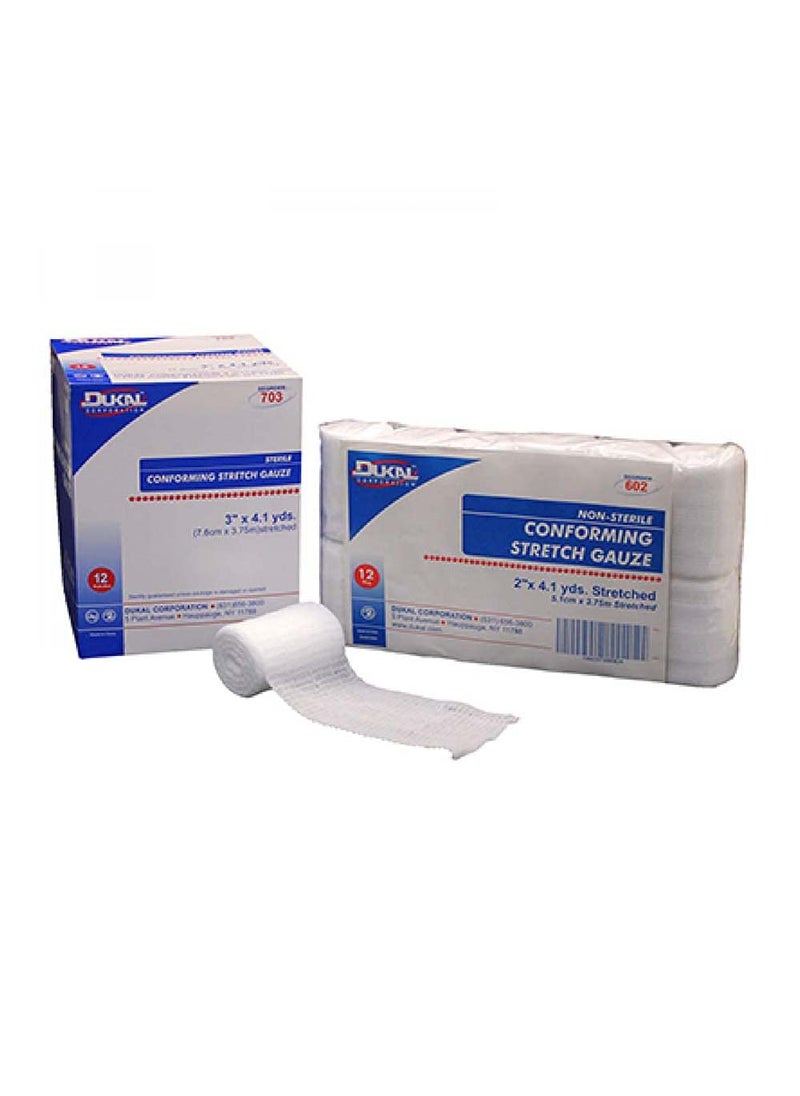PS Medical Conforming Stretch Gauze Bandage, Non-Sterile, 3" x 4.1 yd, 12/pk 