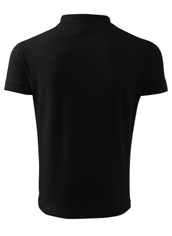 PRINTSHOP4ME Basic Adult Unisex Polo Short Sleeve T-shirt 220 Gsm Black  - Image 2