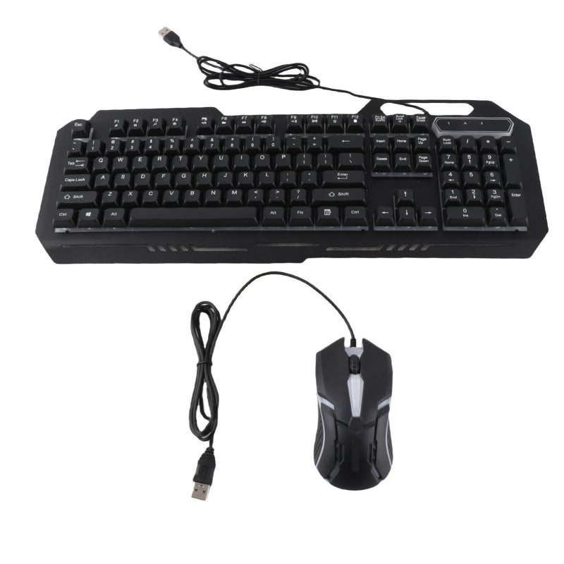 USB Wired Keyboard and Mouse Combo 104 Key Full Size RGB Lighting - Aluminum Alloy Sturdy Material 1200 DPI Precise Control Set for Gaming - Image 1