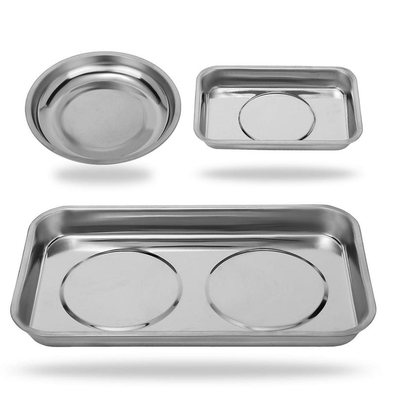 VASTOOLS Magnetic Tray Holder 3pc,for Socket Screw Nuts Bolts Metal Parts,Extra Strong Magnet,Thickened Tray,Stainless Steel - Image 1