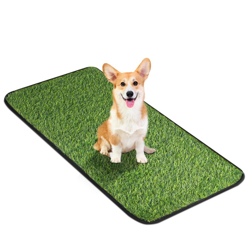 InwodiTeki Artificial Grass Mat, Dog Grass Pee Pads, Fake Grass Pad for Pets Potty Training, Soft Grass Rug, Grass Doormat with Drainage Holes, Pet Turf for Indoor Outdoor Use, Washable(15.7''*31.5'') - Image 1