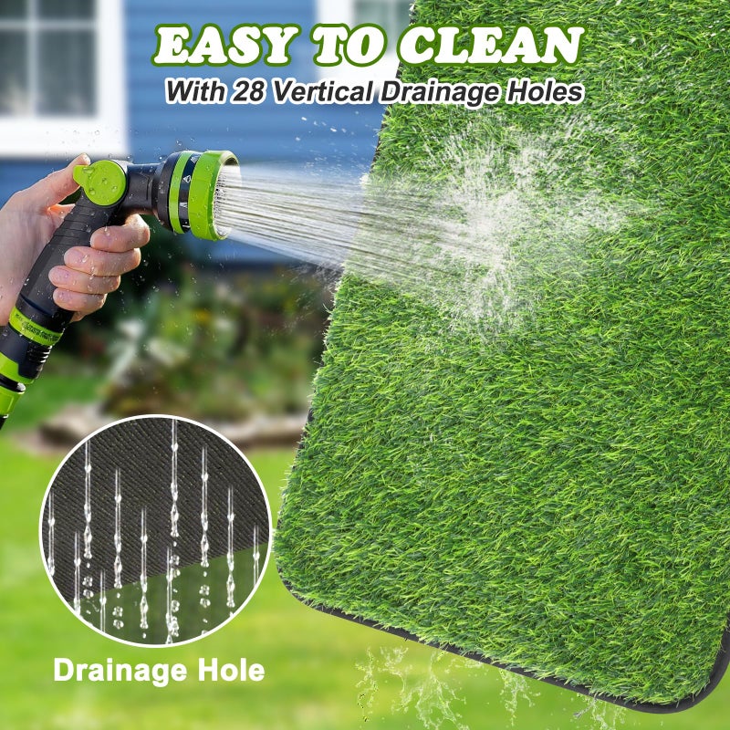 InwodiTeki Artificial Grass Mat, Dog Grass Pee Pads, Fake Grass Pad for Pets Potty Training, Soft Grass Rug, Grass Doormat with Drainage Holes, Pet Turf for Indoor Outdoor Use, Washable(15.7''*31.5'') - Image 5