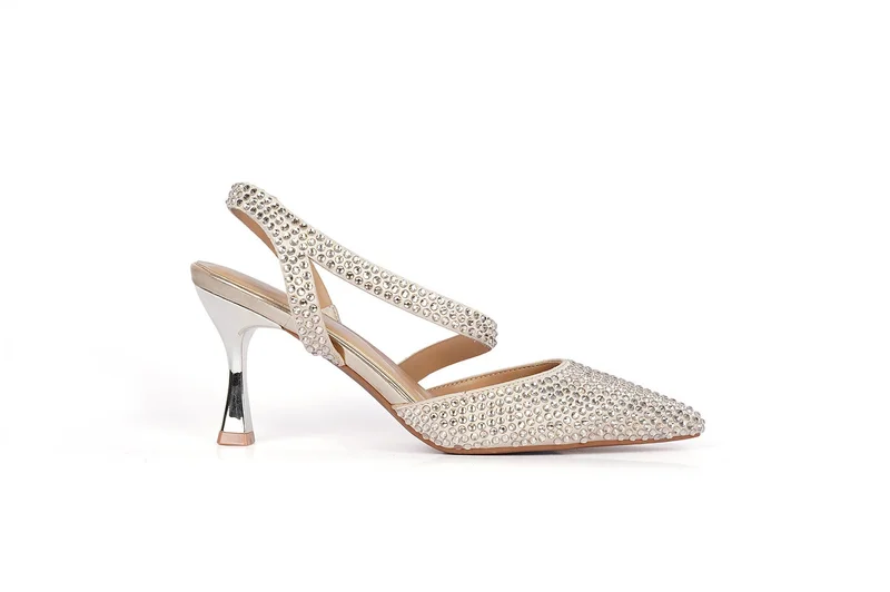 Ladies Mid heel slingback mules embellished