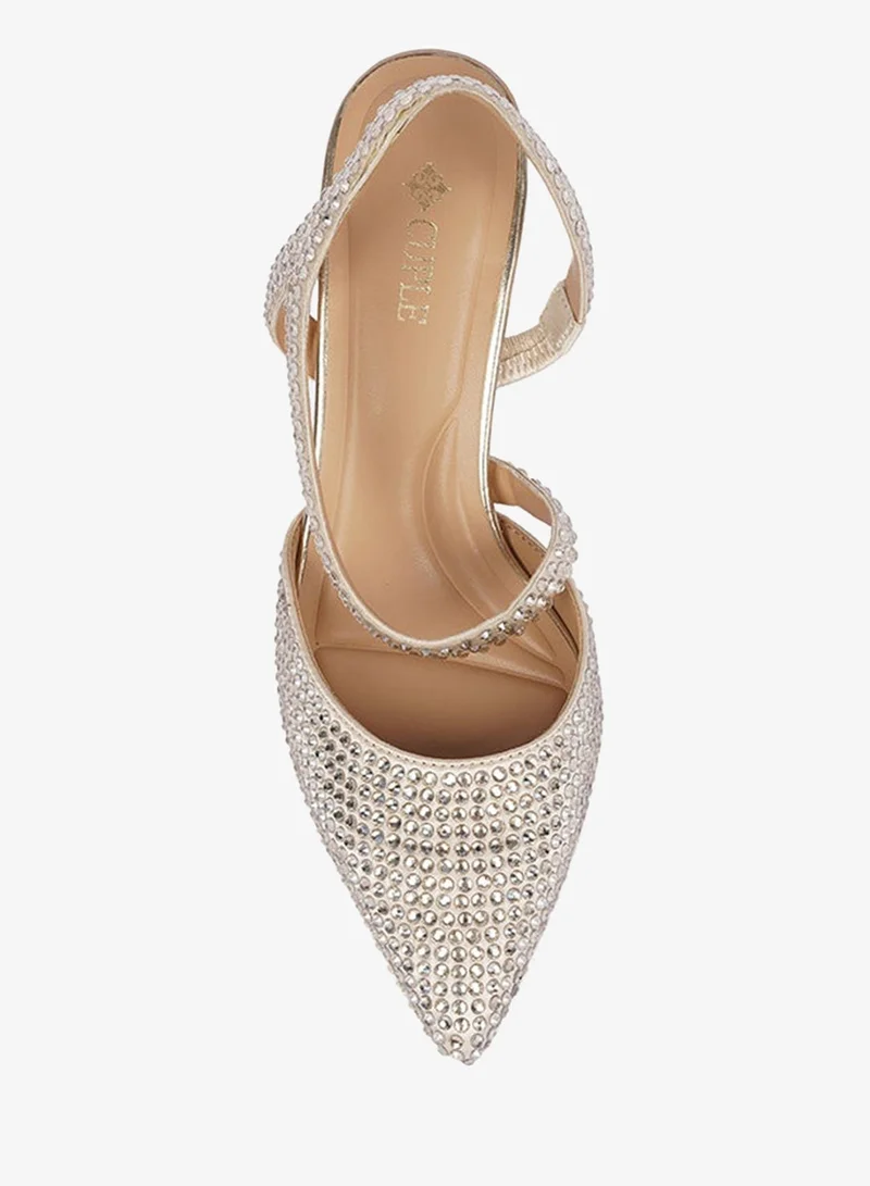 Cuple  Ladies Mid heel slingback mules embellished for Women | Best Price UAE