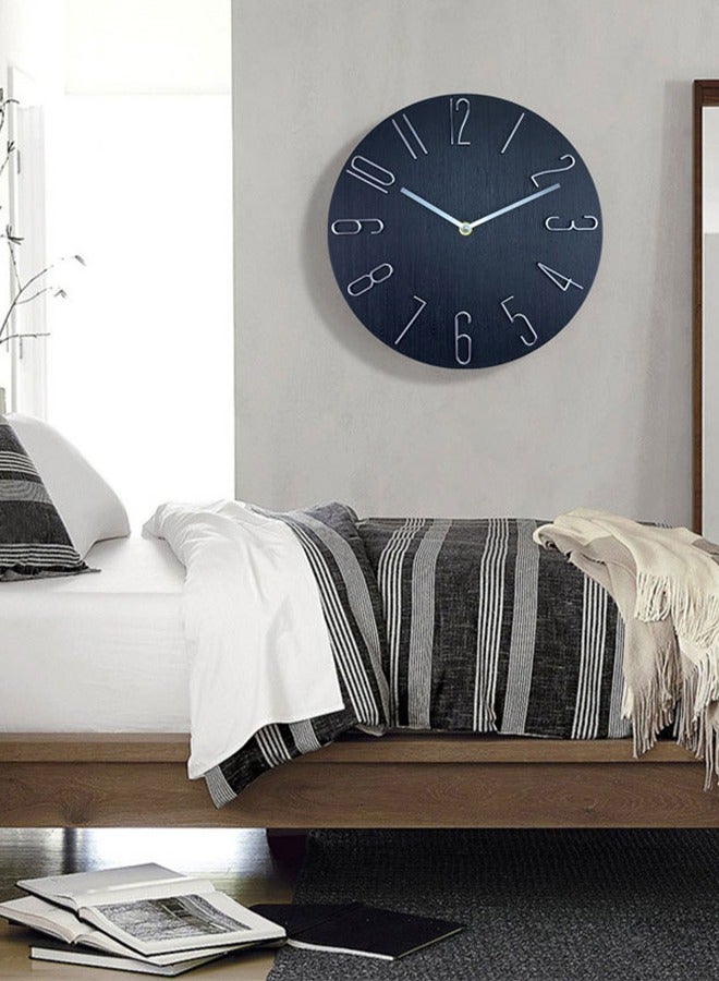 DUNISO Wall clock, silent non ticking quartz clock, circular decorative wall clock, easy to read, suitable for bedrooms, living rooms, kitchens, offices, schools (diameter 30cm) - Image 1