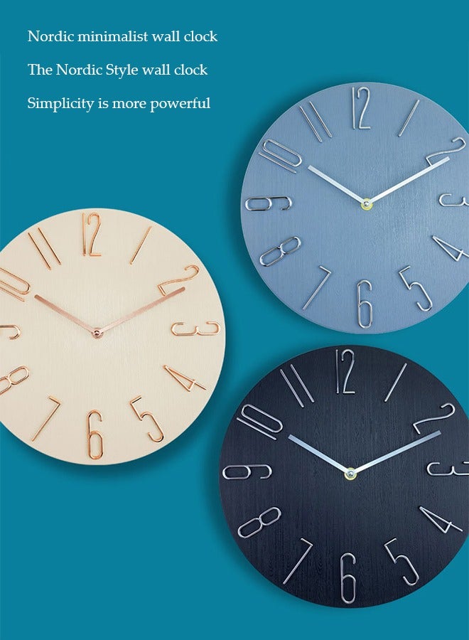 DUNISO Wall clock, silent non ticking quartz clock, circular decorative wall clock, easy to read, suitable for bedrooms, living rooms, kitchens, offices, schools (diameter 30cm) - Image 3