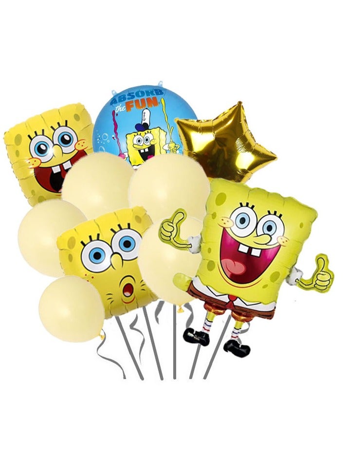 Party New SpongeBob SquarePants Package Cartoon Anime Kids Birthday Party Aluminum Film Balloon Decoration Background Decoration Supplies No. 02 Course