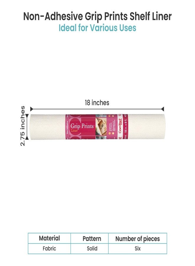 Con-Tact Brand Grip Prints Shelf Liner, Durable and Non-Adhesive Liners, Non-Slip Drawer and Cabinet Liner, 18" x 8', White, Pack of 4 Rolls - Image 2