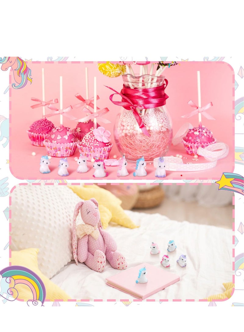 KASTWAVE Micro Unicorn Miniature Figurines, 60 Pcs Garden Moss Landscape Mini Resin Animals Unicorn Cake Topper DIY Terrarium Crafts Ornament Accessories for Home Dollhouse Decoration, 4 Colors - Image 5