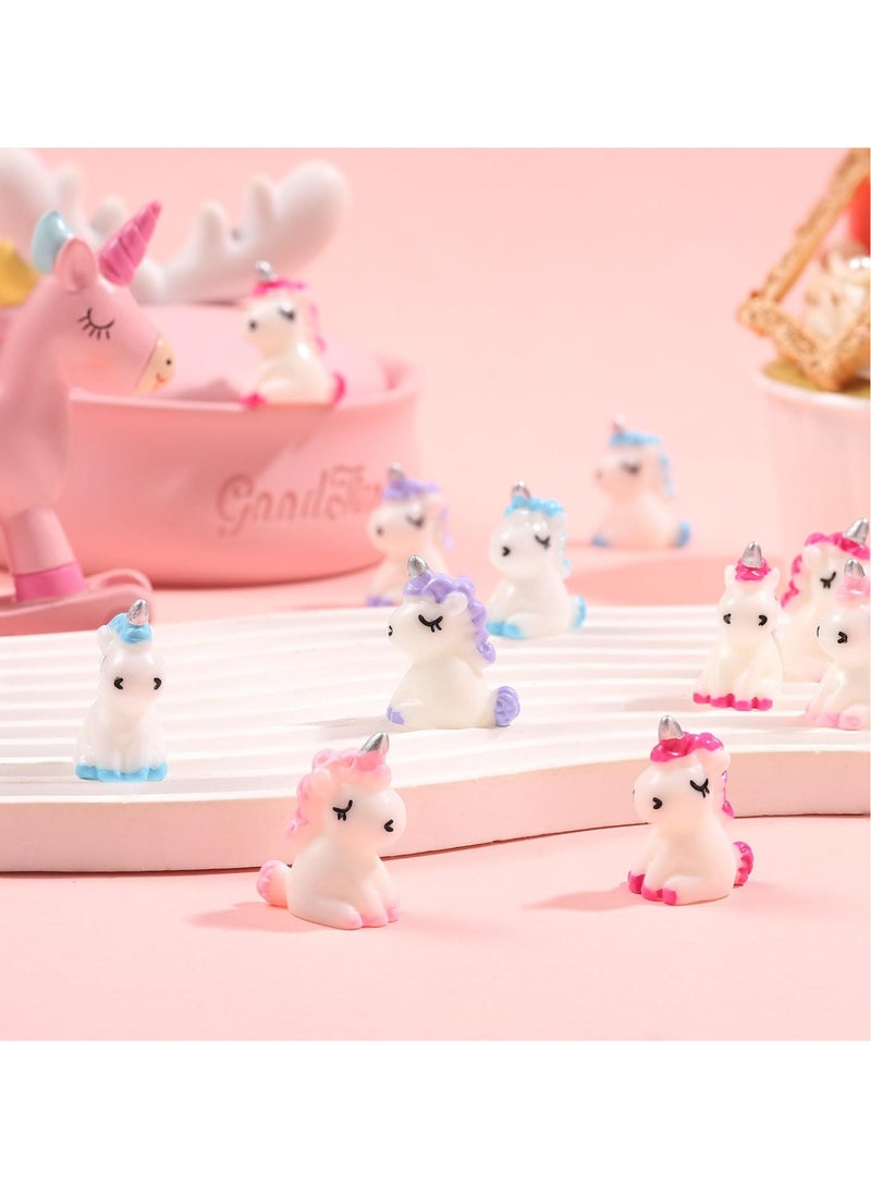 KASTWAVE Micro Unicorn Miniature Figurines, 60 Pcs Garden Moss Landscape Mini Resin Animals Unicorn Cake Topper DIY Terrarium Crafts Ornament Accessories for Home Dollhouse Decoration, 4 Colors - Image 2
