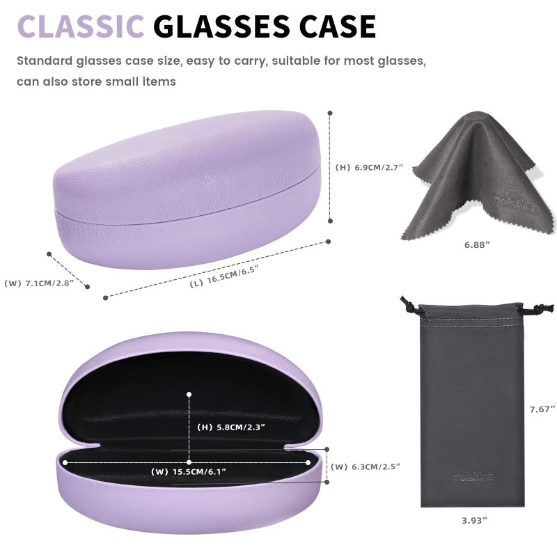 molshine molshine Hard Shell Sunglasses Case,Classic Large Glasses Case for Sunglass,Eyeglasses with Cleaning Cloth,Pockets(lavender)  - Image 3