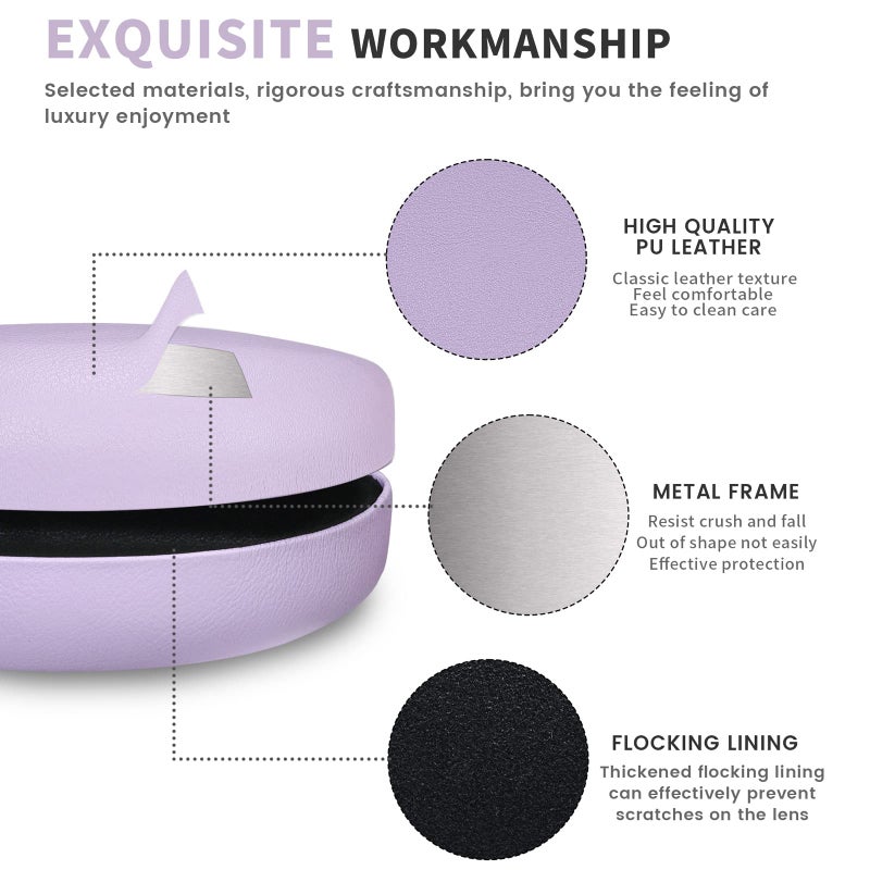 molshine molshine Hard Shell Sunglasses Case,Classic Large Glasses Case for Sunglass,Eyeglasses with Cleaning Cloth,Pockets(lavender)  - Image 4